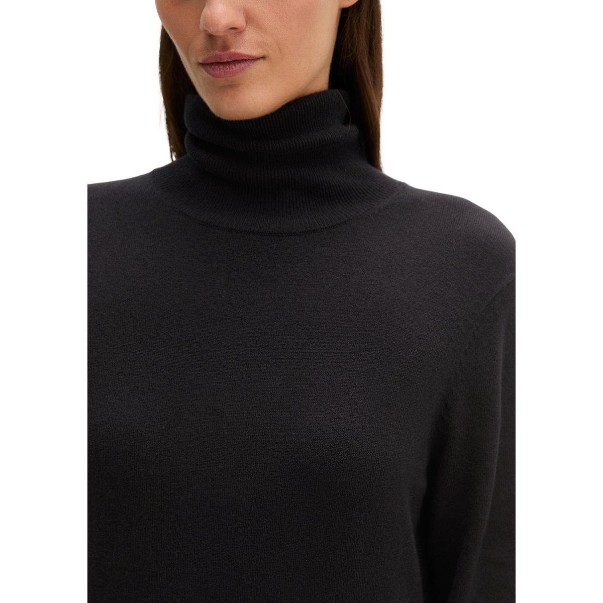 Robe en maille à col roulé, coupe ajustée en mélange de laine vierge douce noir, MARC O'POLO