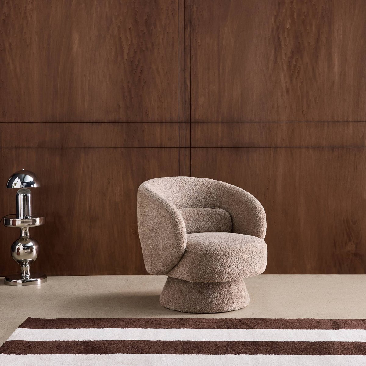 Fauteuil pivotant 360° tissu ELIAS crème, SWEEEK