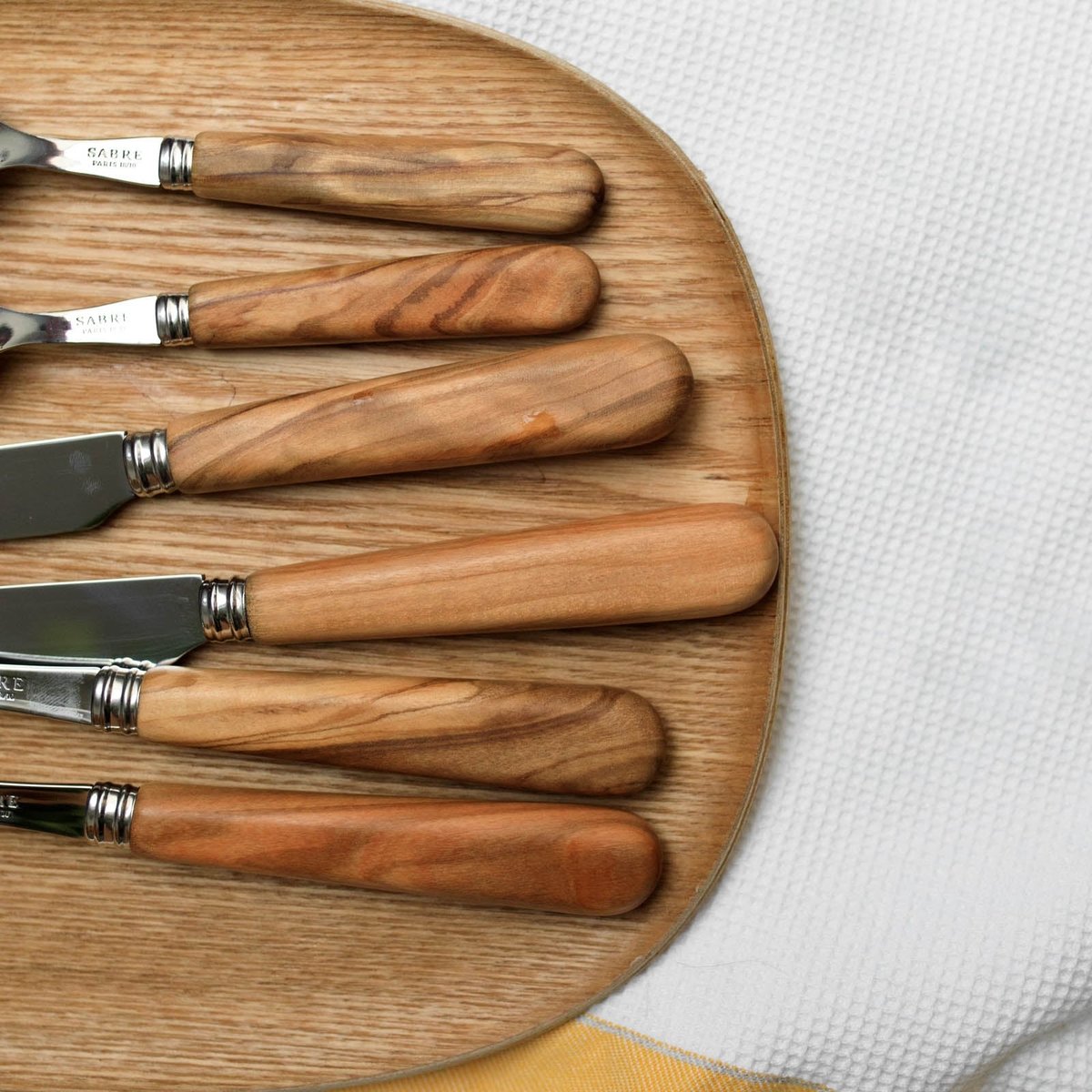 Set de 4 couverts de table, Lavandou bois d'olivier, SABRE