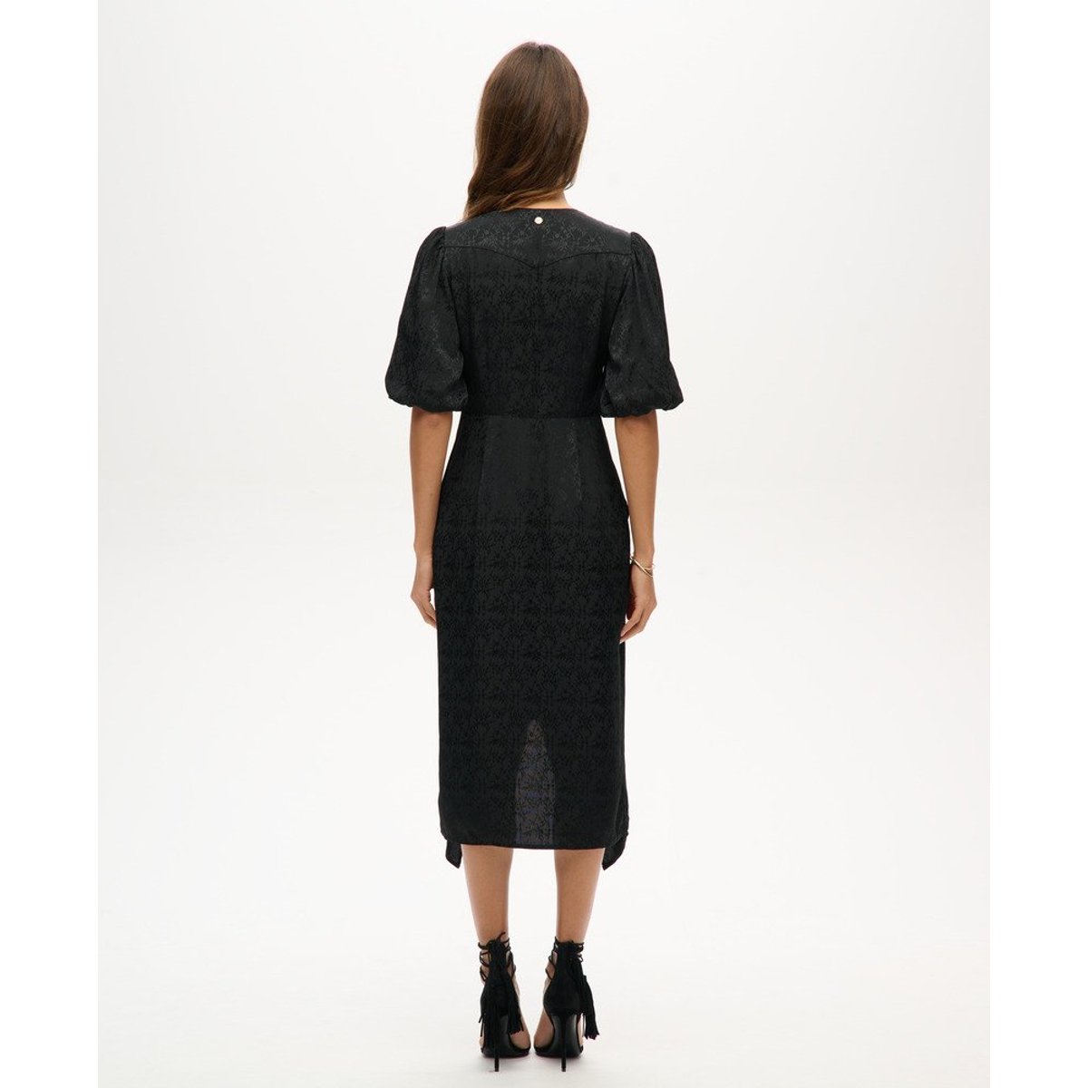 Robe mi-longue à manches courtes noir, SUPERDRY