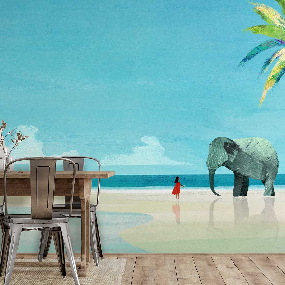 Papier peint plage lointaine intissé, HEXOA