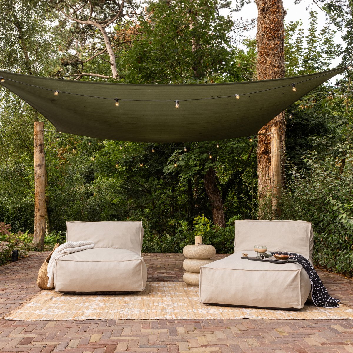Fauteuil de jardin en tissu d’extérieur VELORA sable, WOOOD