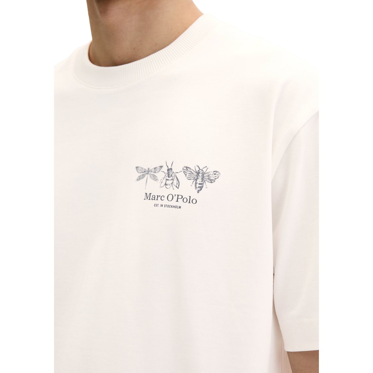 T-shirt loose avec impression dans le dos blanc naturel, MARC O'POLO