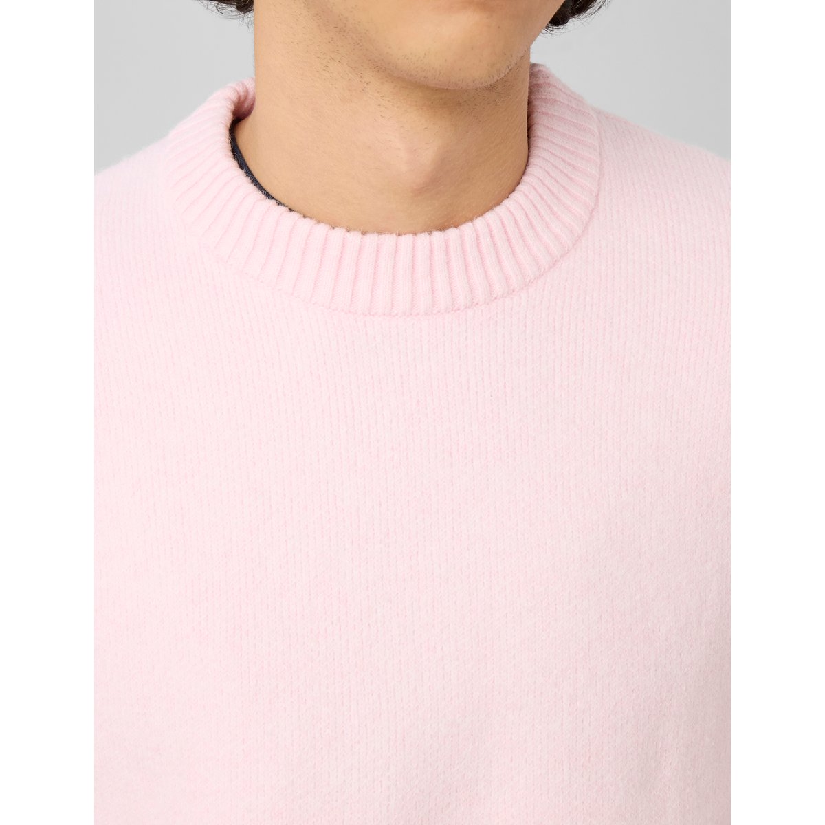Pull jacquard dos rose pâle, BZB