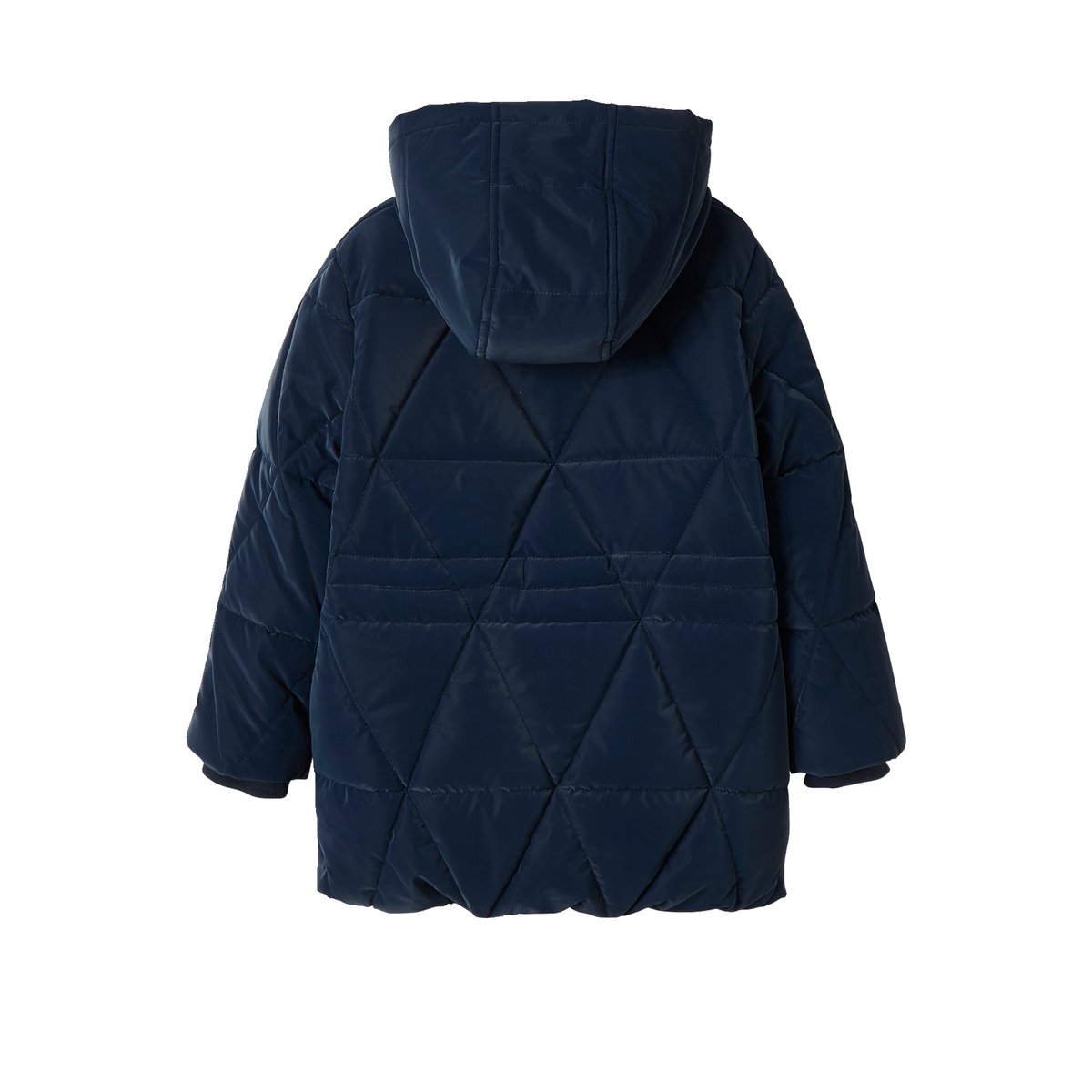 Doudoune longue à capuche doublée sherpa blue dark, VERTBAUDET