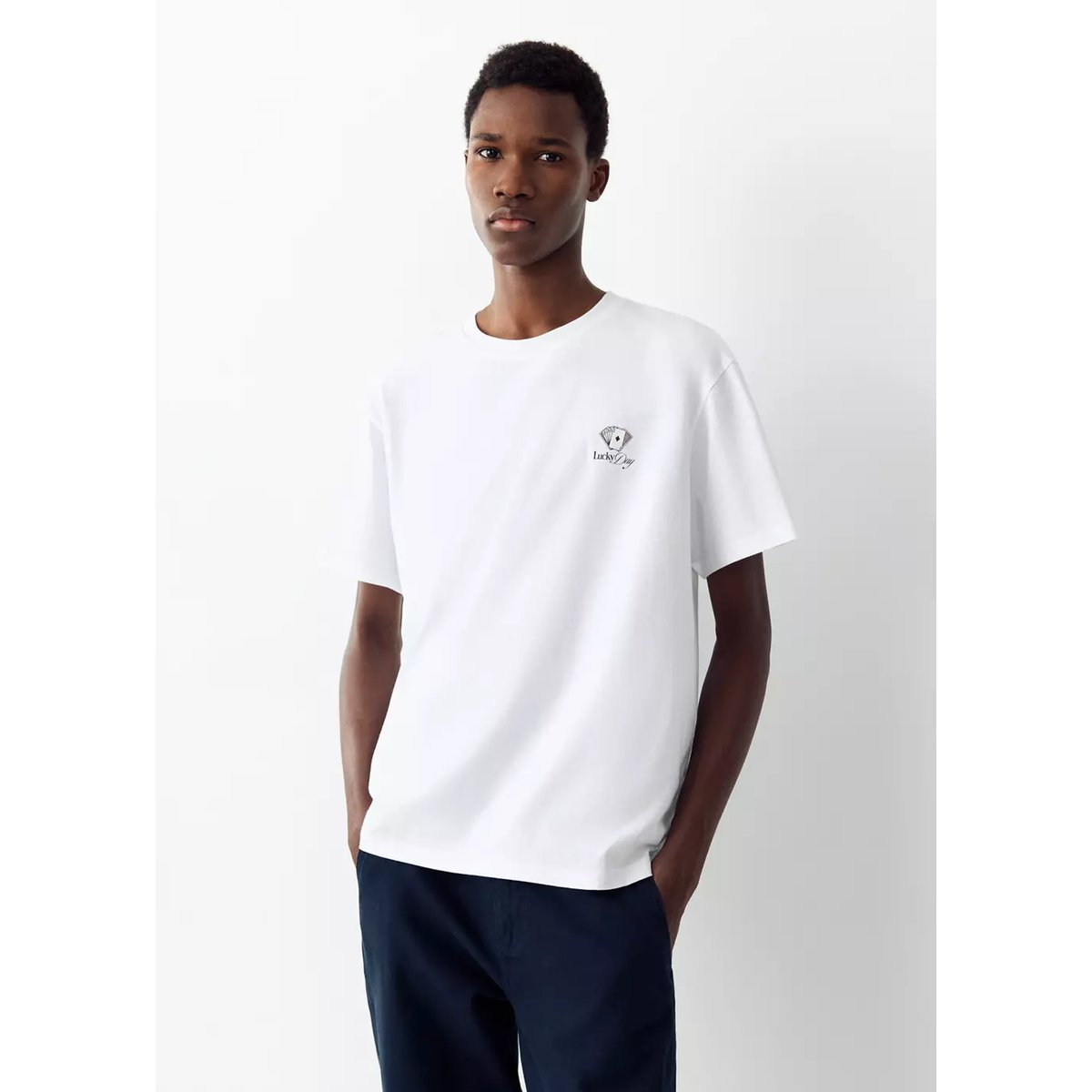 T-shirt 100 % coton imprimé blanc, MANGO TEEN