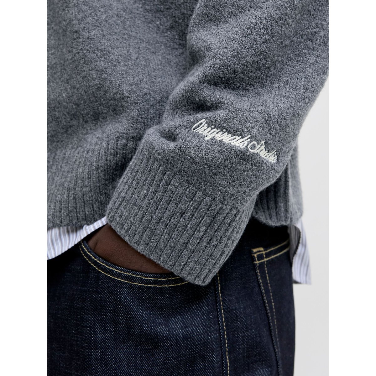 Pull En Maille dark grey melange, JACK & JONES