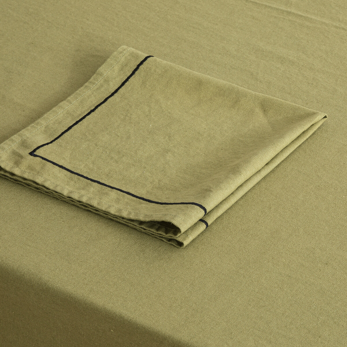 Nappe lin/coton lavé Métis Bourdon vert pesto, LA REDOUTE INTERIEURS