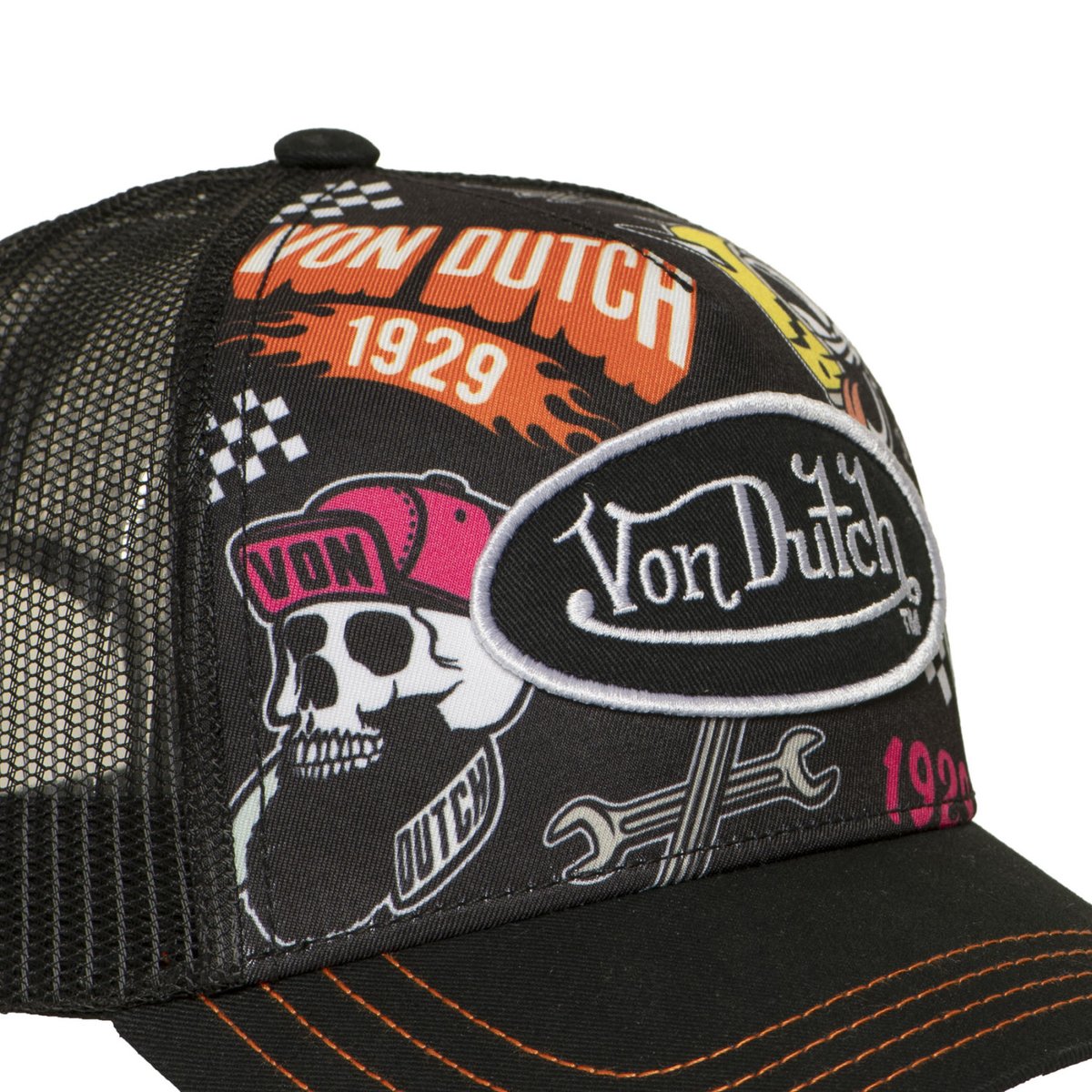 Casquette trucker SUBLI noir/orange/rose/jaune/blanc, VON DUTCH