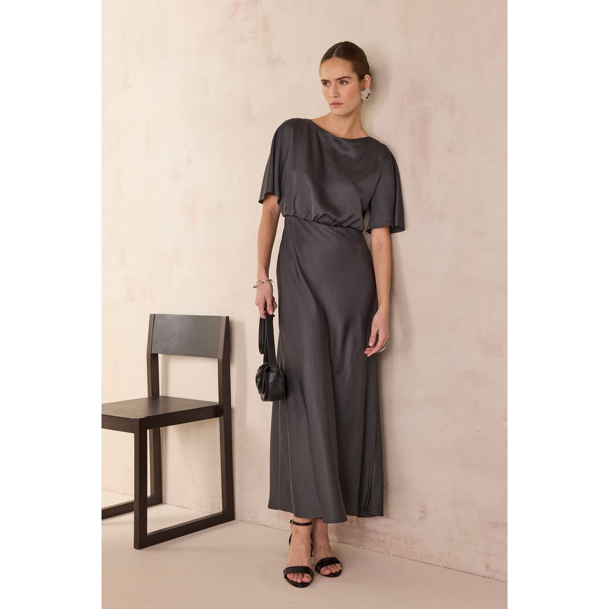 Robe longue fluide BOCANA gris souris, Maison 123