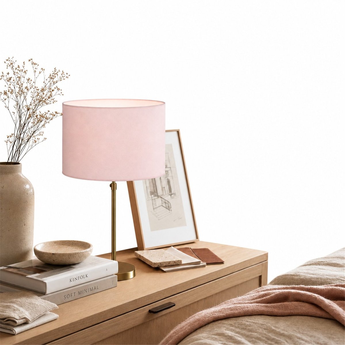 Abat-jour en coton pour lampe à poser rose, RECOLLECTION