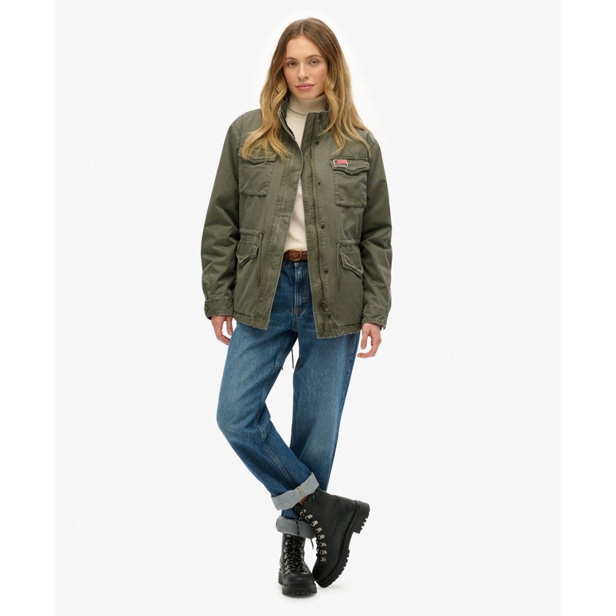 Veste Militaire en Borg kaki sauvage, SUPERDRY