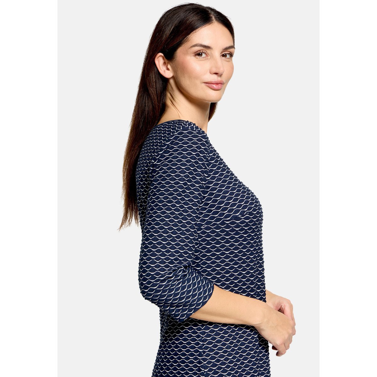 Robe droite à manches 3/4 bleu/blanc, BETTY BARCLAY
