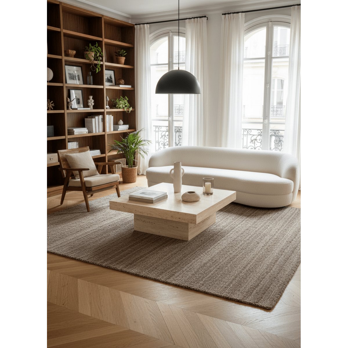 Tapis bouclé style naturel LOOMA brun naturel, AFK LIVING