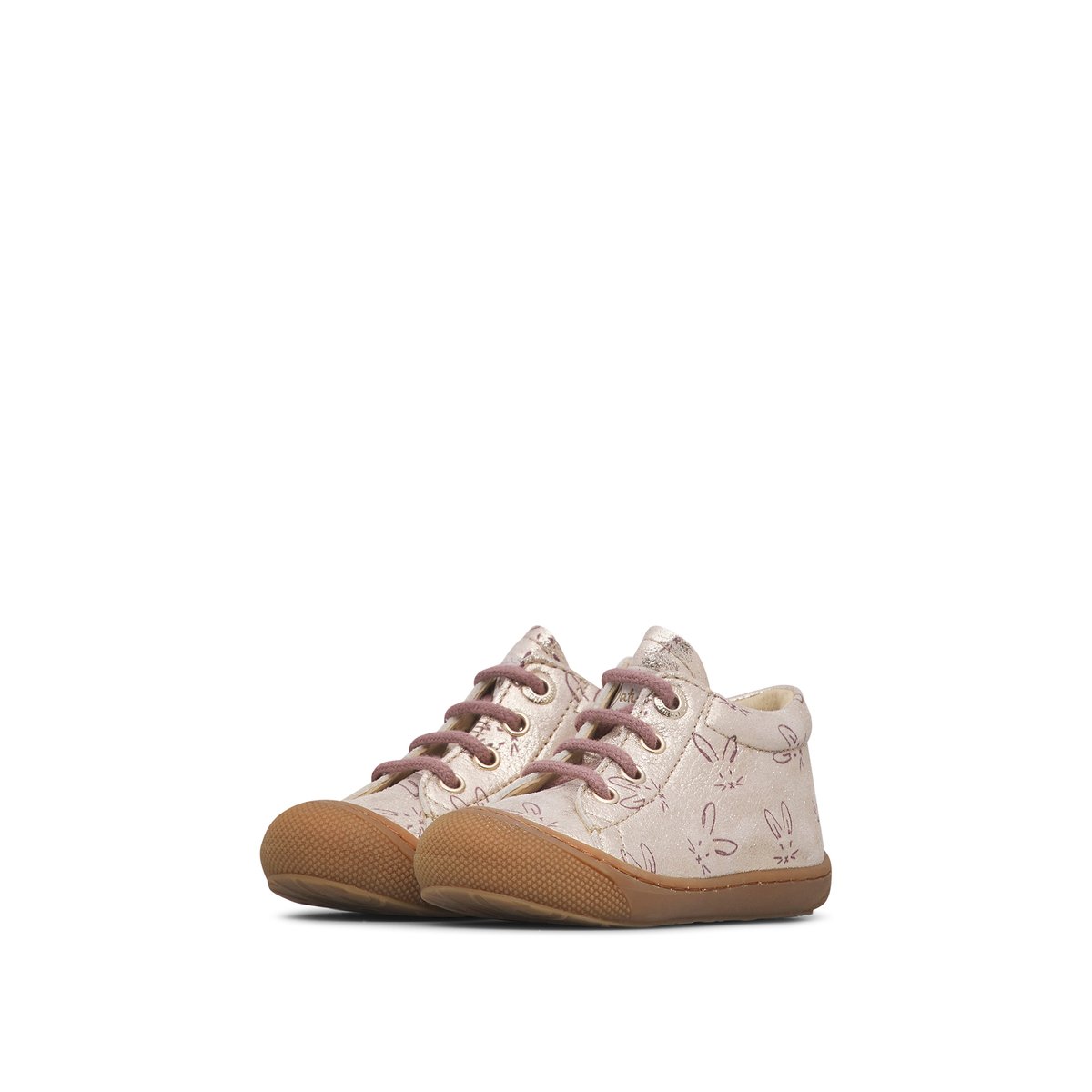 Chaussures premiers pas en cuir COCOON platine-rose, NATURINO