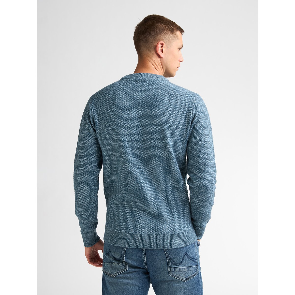 Pull col rond chiné steelstone bleu storm blue, PETROL INDUSTRIES