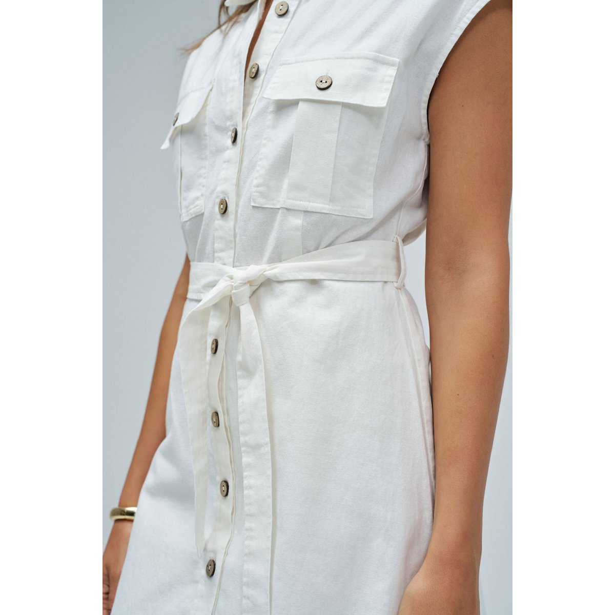 ROBE MIDI EN LIN blanc, SALSA JEANS