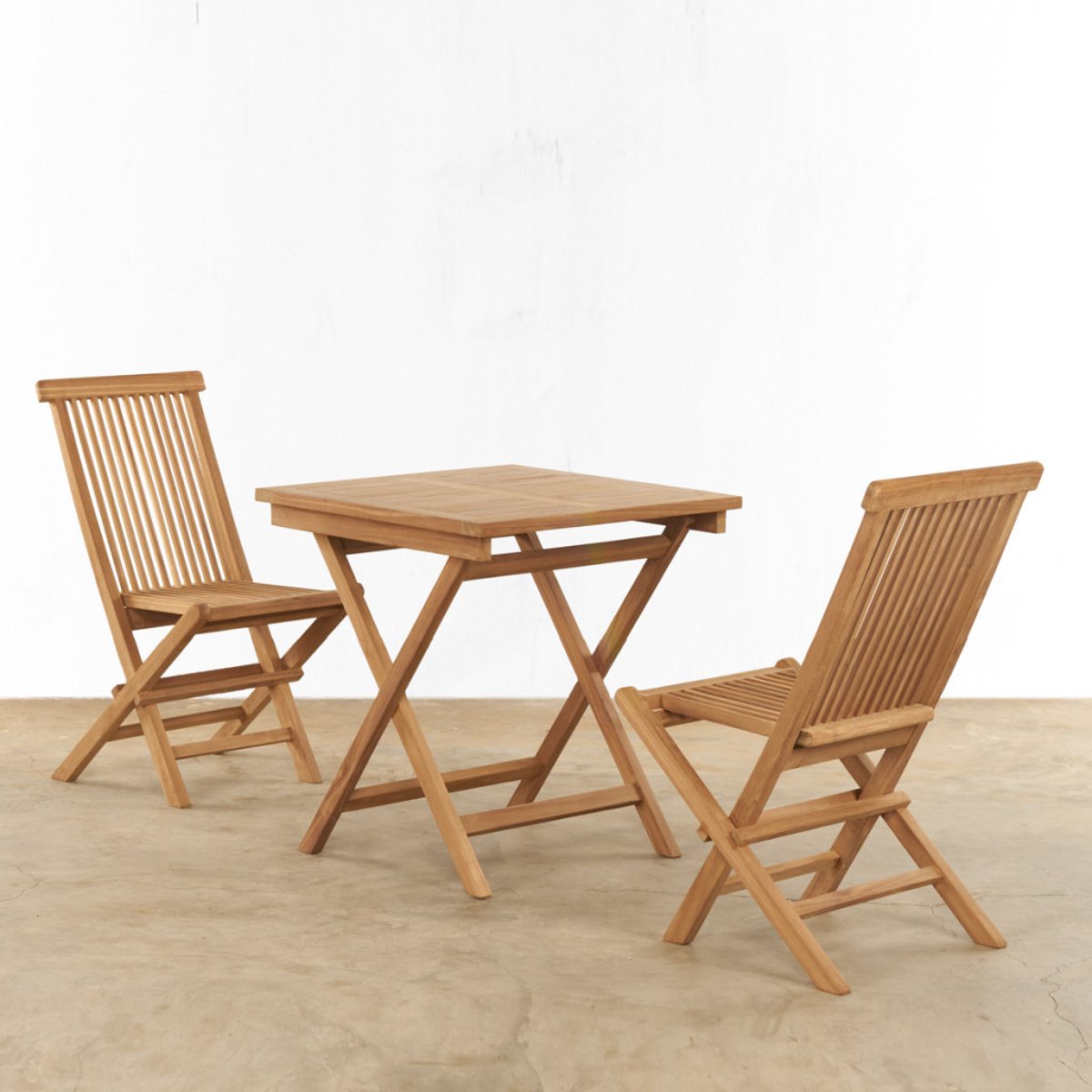 Ensemble table et 2 chaises de jardin en teck Harry naturel, WANDA COLLECTION