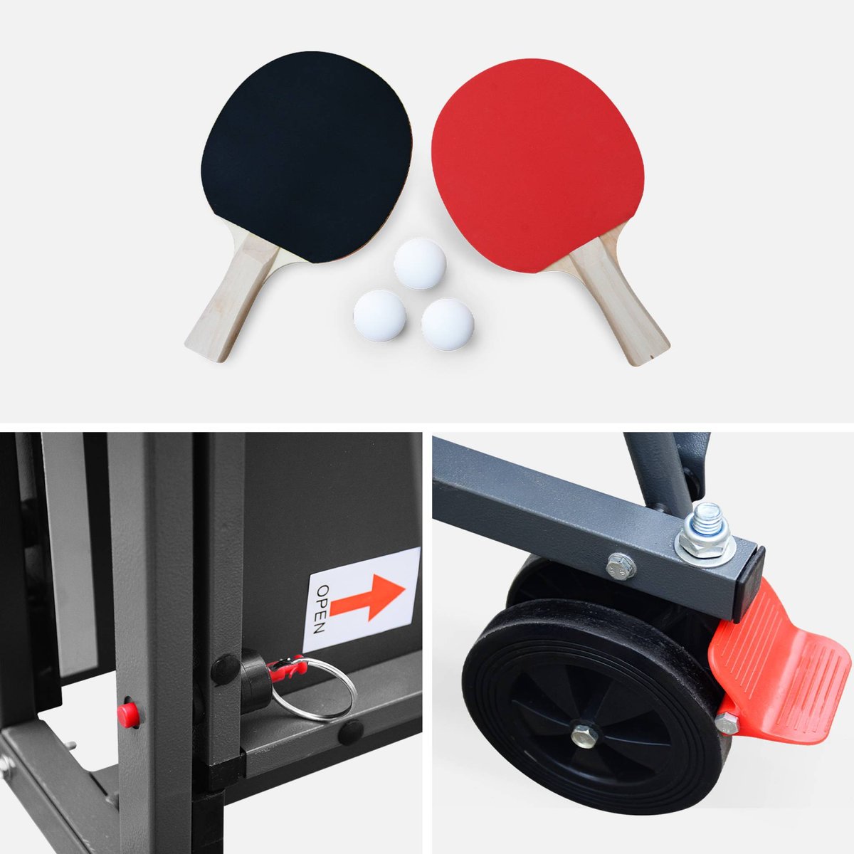 Table de ping pong intérieure premium avec 2 raquettes et 3 balles TABLE DE PING PONG INTÉRIEURE bleu, SWEEEK