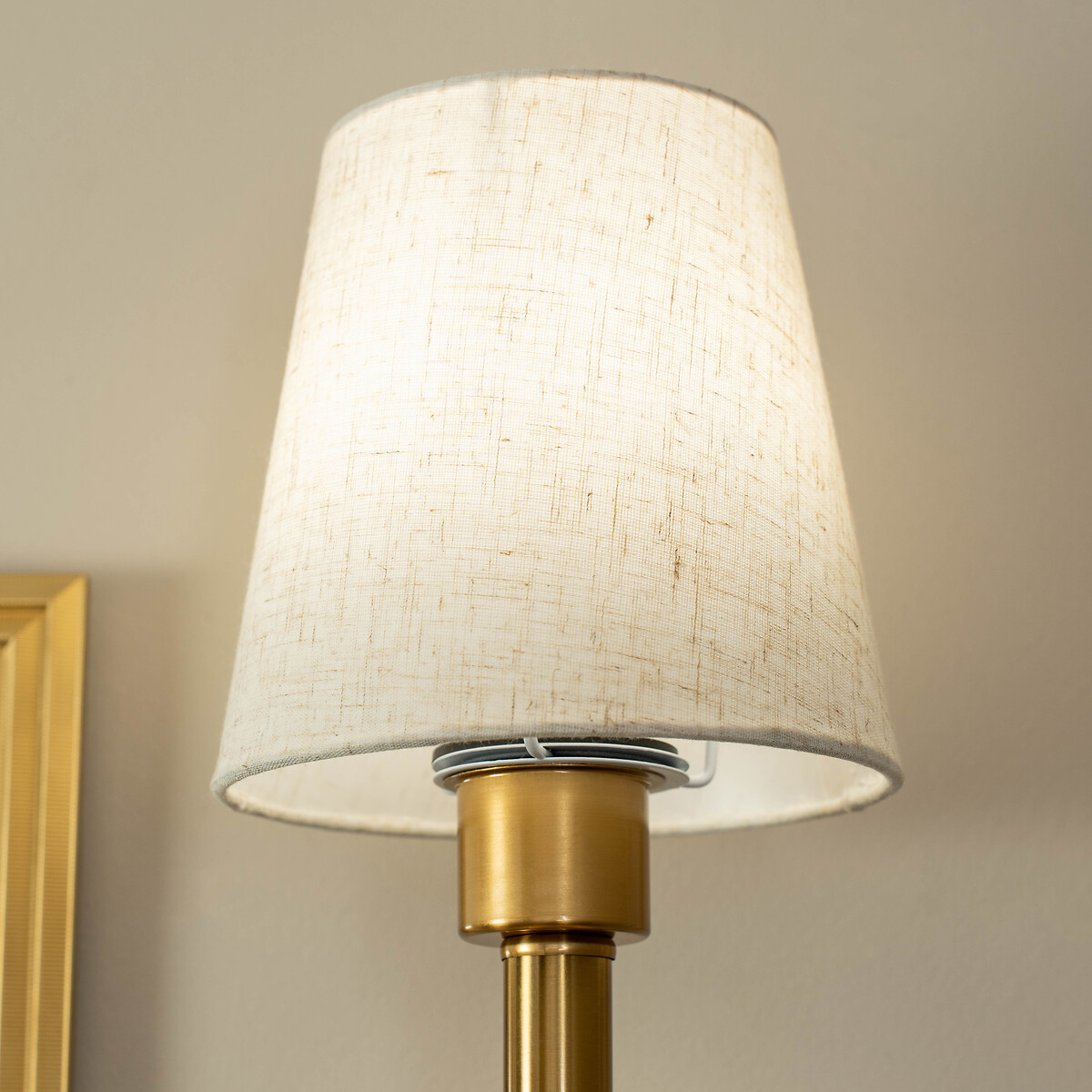 Kasey Rechargeable Easy Fit Wall Light with Shade in Antique Brass gold-coloured, SO'HOME