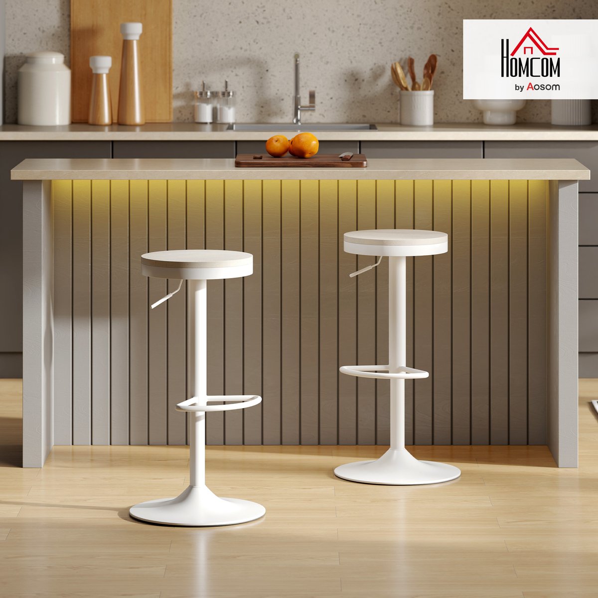 Tabouret de bar Acier Blanc blanc, HOMCOM