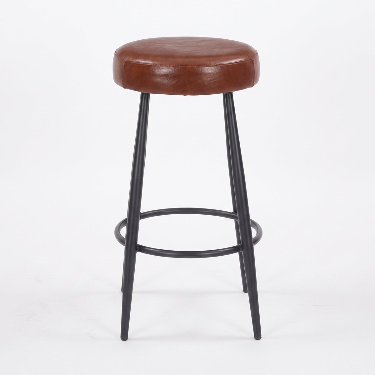 Tabouret pour îlot central 65 cm en cuir de buffle - MALO marron foncé, MAISON PAVANE