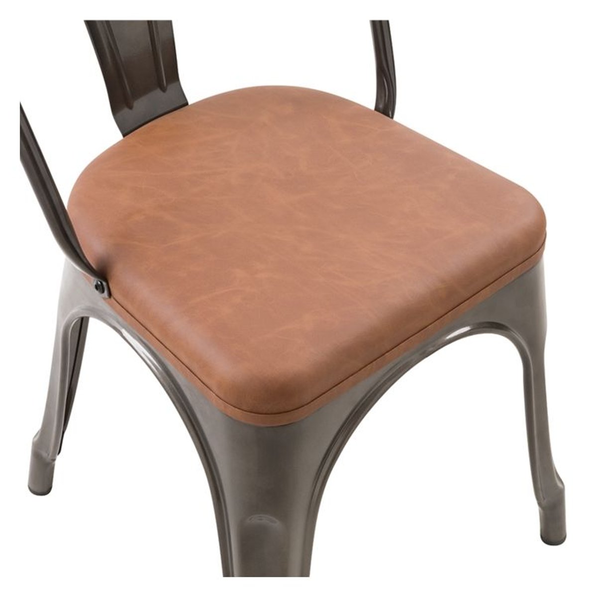 Lot de 2 chaises en métal et cuir synthétique - CHARLY gris anthracite et marron, MAISON PAVANE