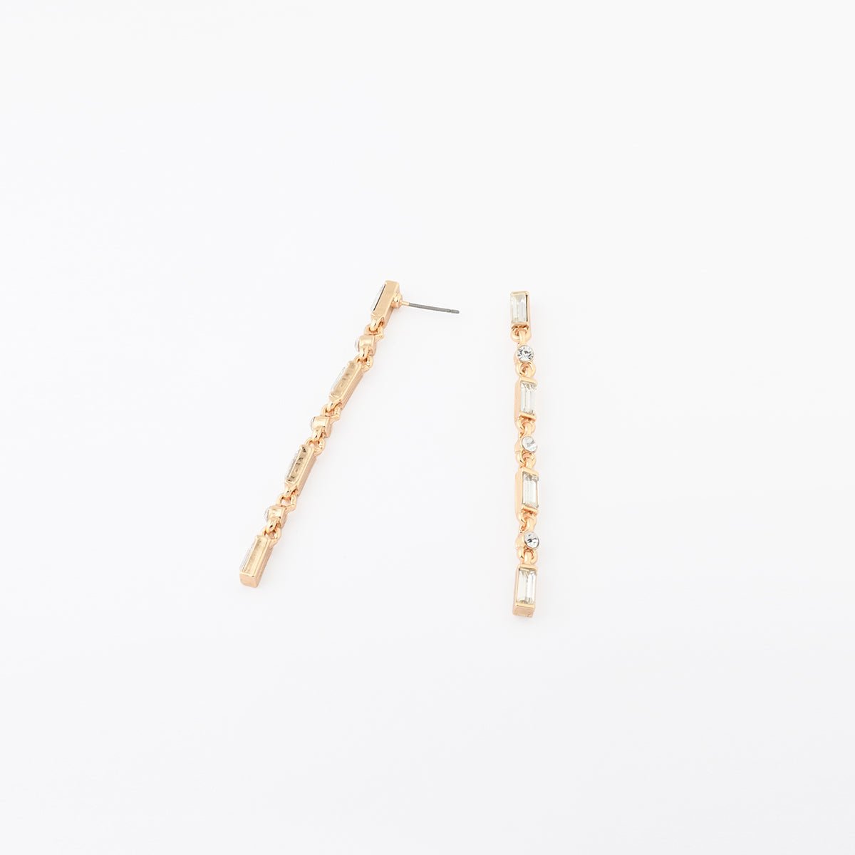 Boucles d'oreilles longues dorées à strass doré, BALABOOSTE