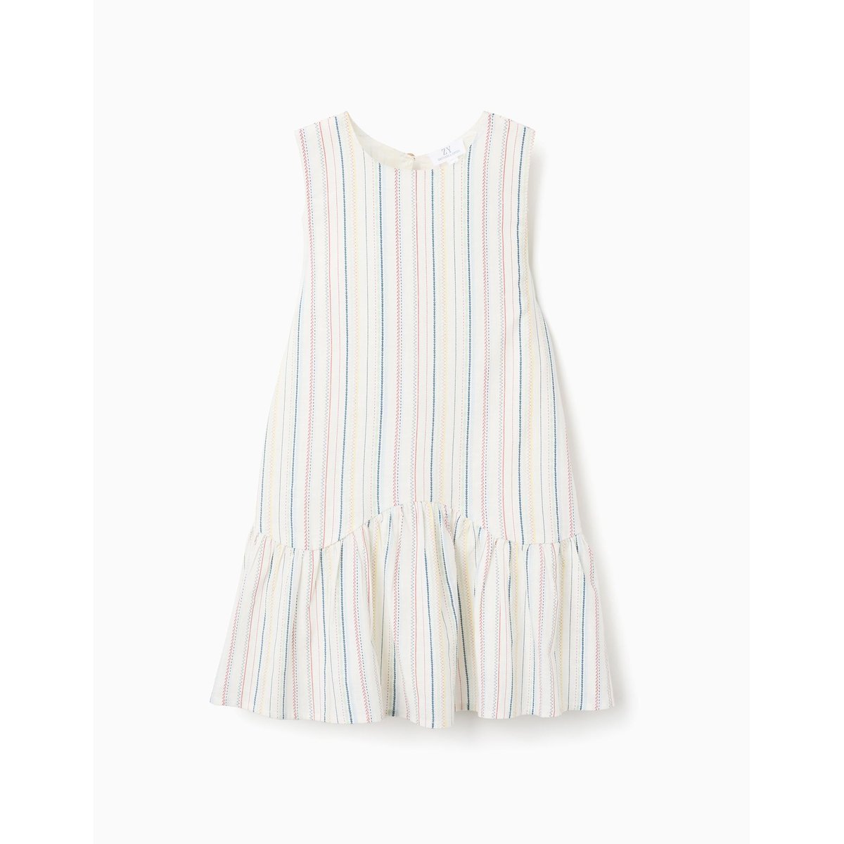 Robe sans manches en coton à rayures ethniques B&S blanc, ZIPPY