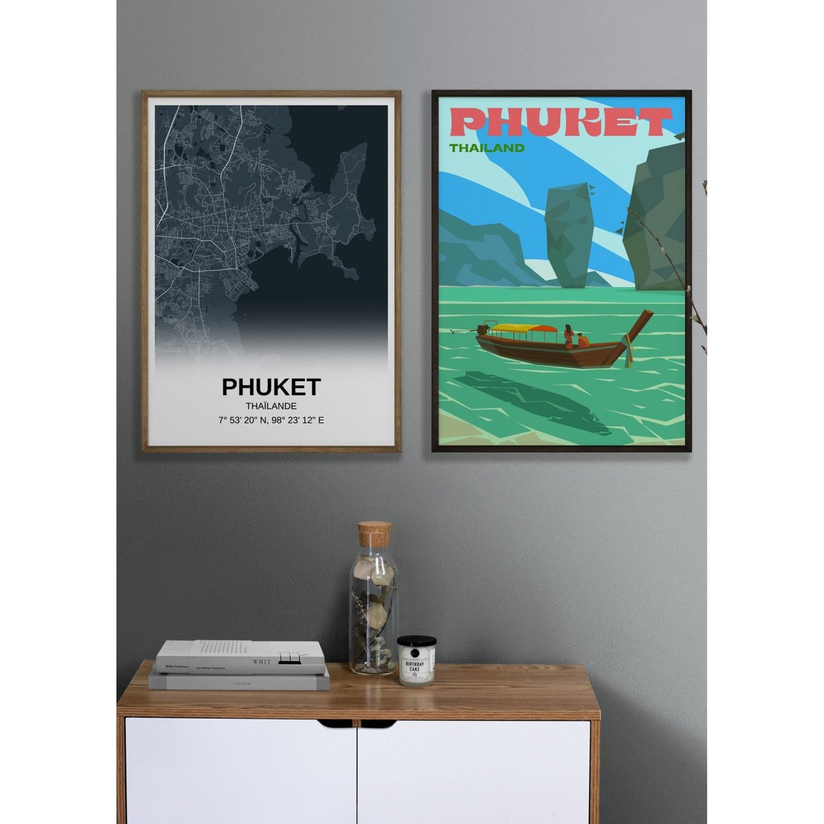 Affiche ville Phuket blanc, L'AFFICHERIE