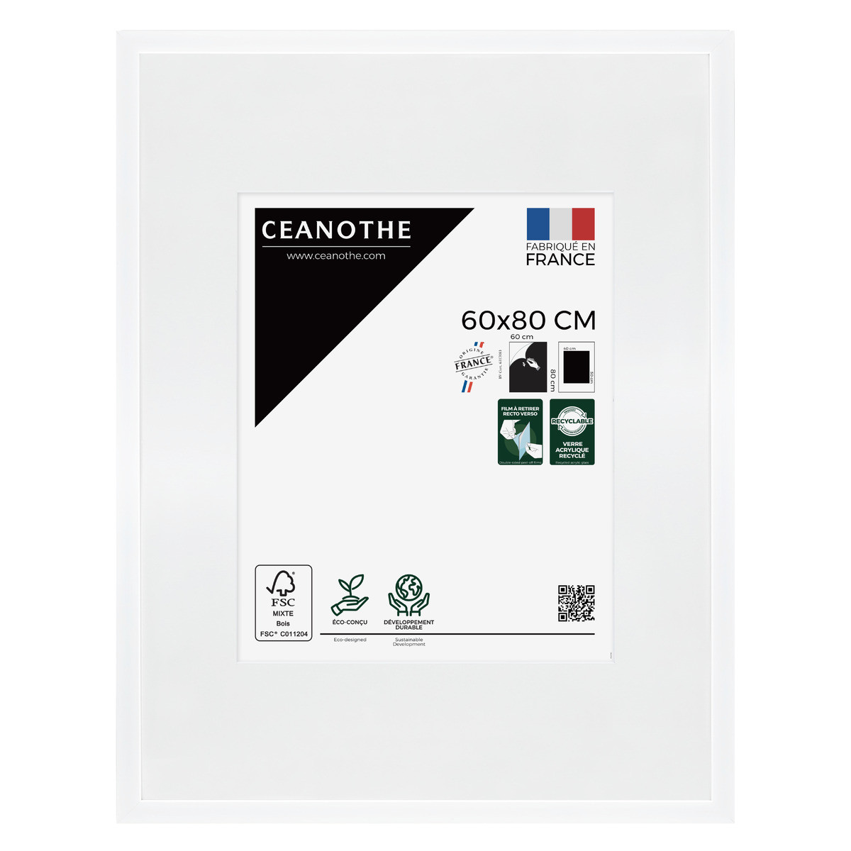 Cadre Photo Avec Passe-partout En Bois WILD blanc, CEANOTHE