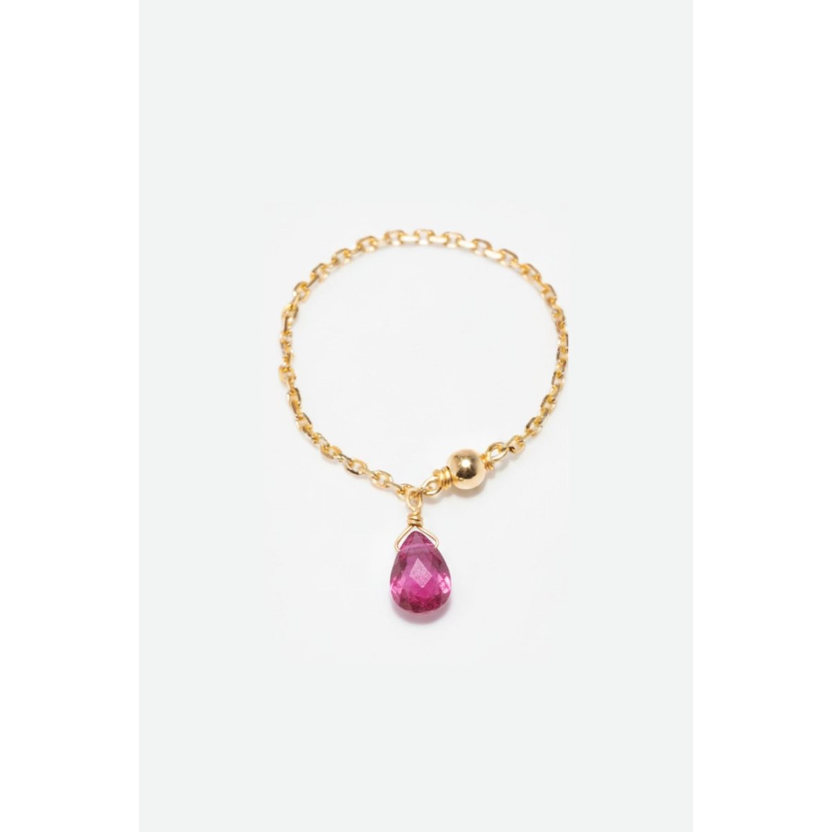 Bague chaînette pampille Mia - Or 750‰ Saphir rose foncé saphir rose foncé, YAY PARIS
