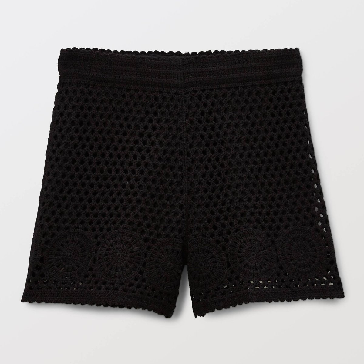 Short en crochet en coton noir, MONOPRIX