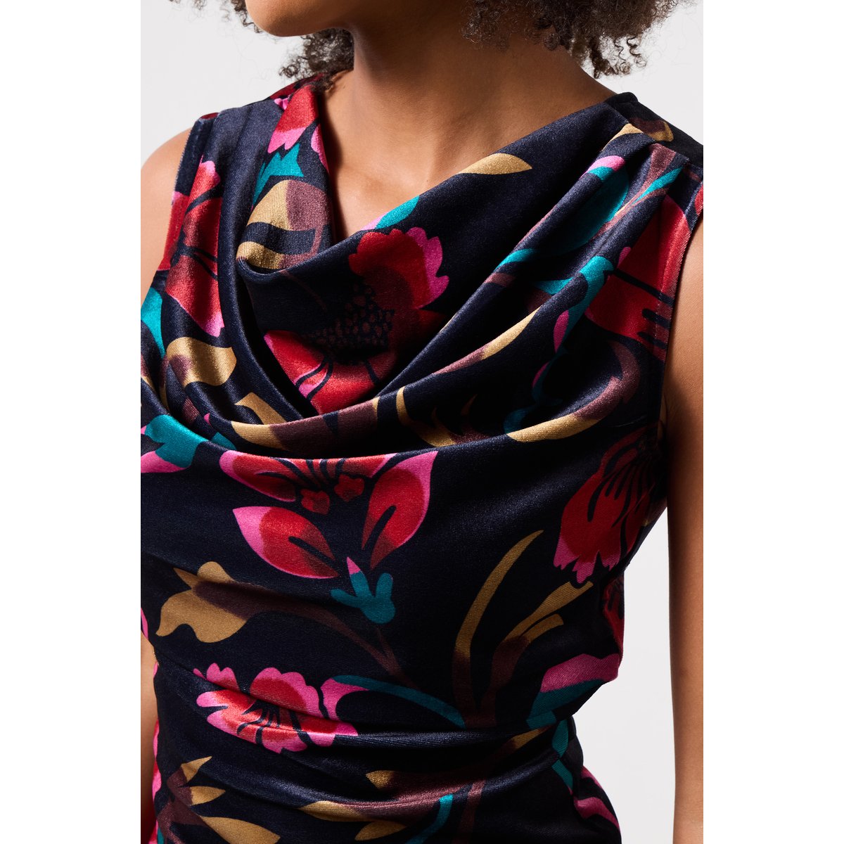 Haut Col Bénitier en Velours Imprimé Fleuri multicolore, JOE BROWNS