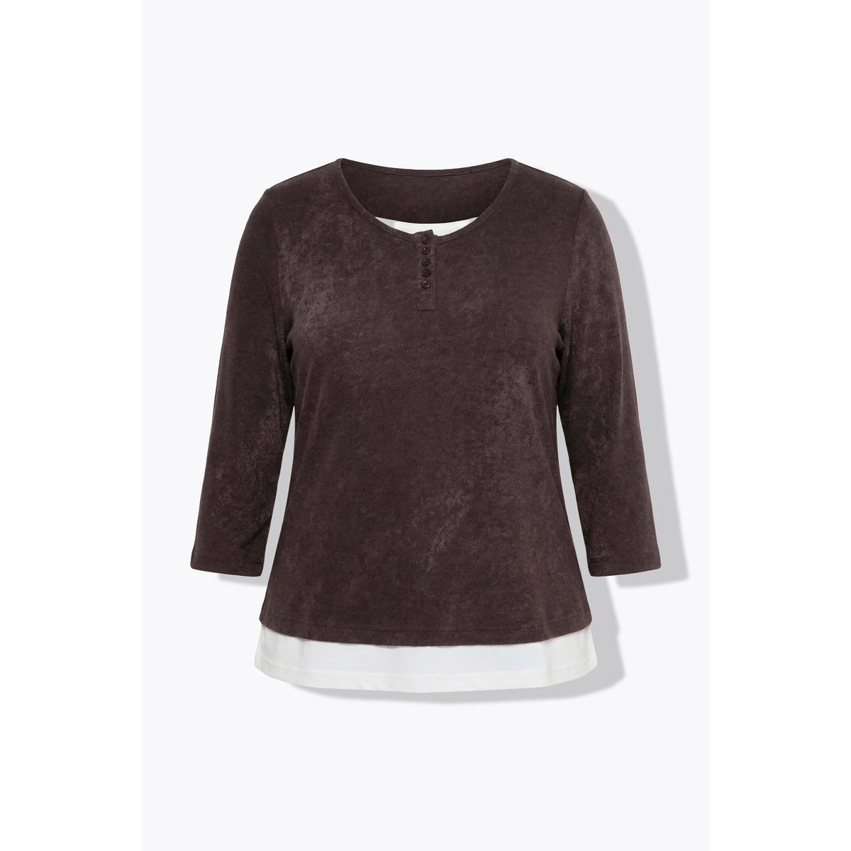T-shirt effet de superposition acajou, ULLA POPKEN