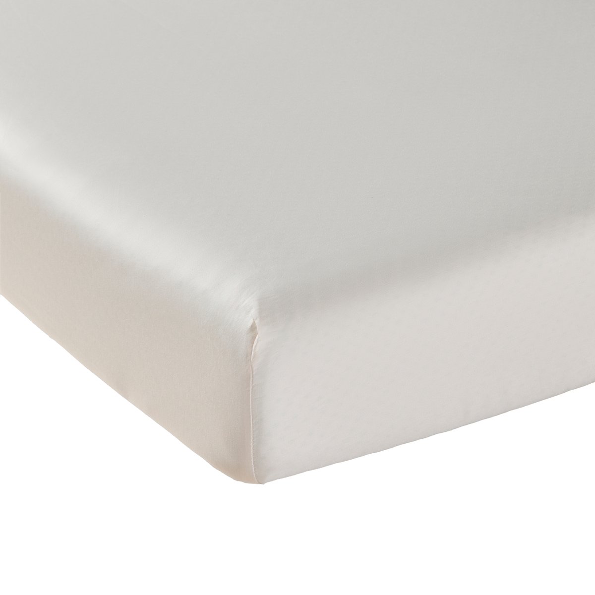 Drap housse satin de coton OPALYS imprimé, CARRE BLANC