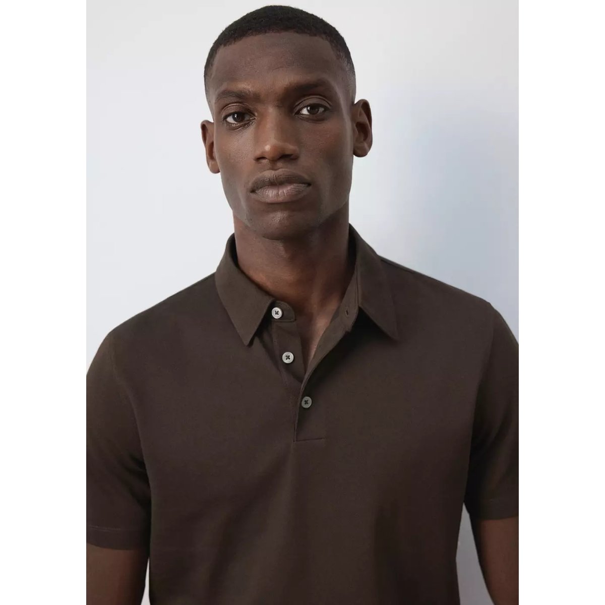 Polo coupe regular en mélange de coton chocolat, MANGO MAN