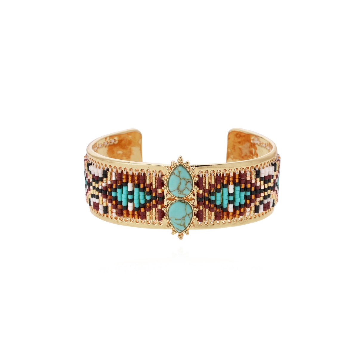 Bracelet jonc avec perles tissées FRISCO turquoise, HIPANEMA