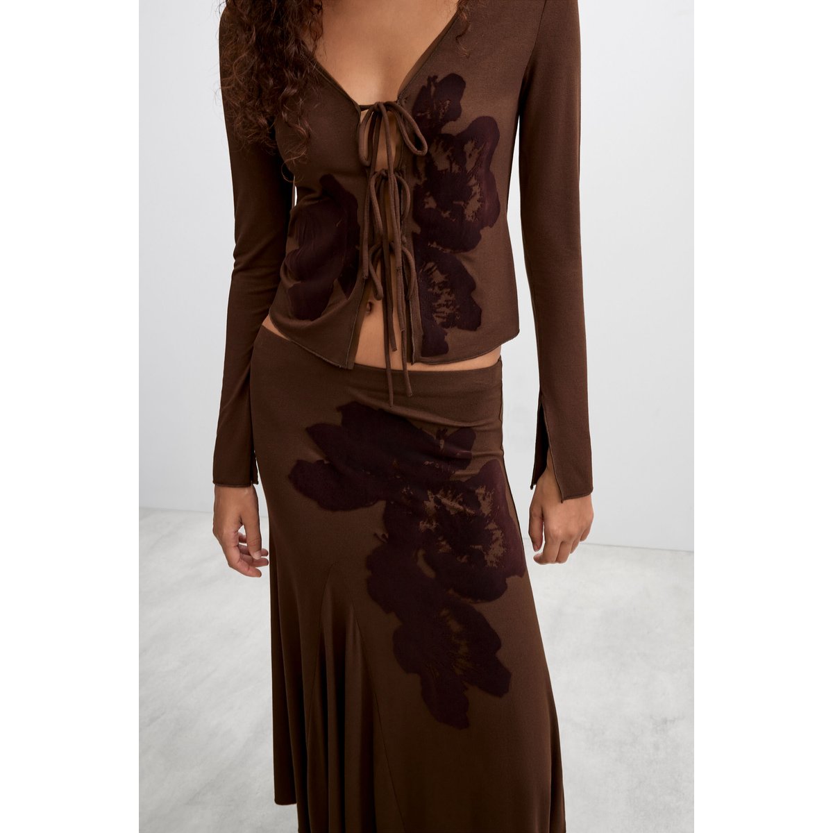 jupe longue à fleurs marron, DESIGUAL