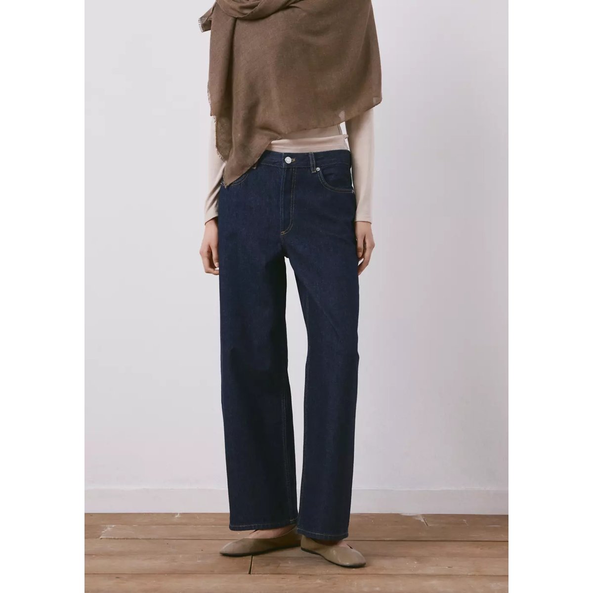Jean droit taille basse bleu, MANGO