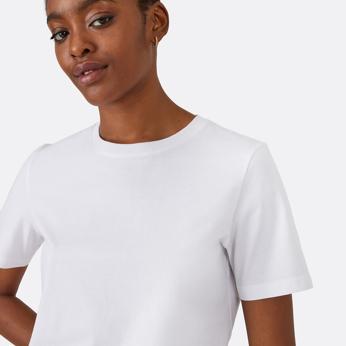 Tshirt manches courtes en coton blanc, LA REDOUTE COLLECTIONS