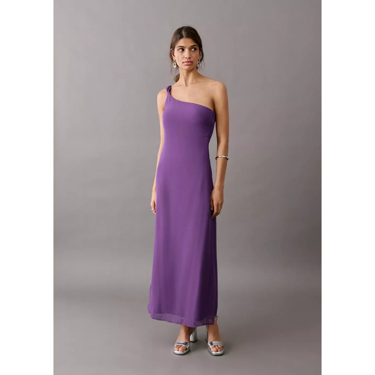 Robe asymétrique détail nœud violet, MANGO TEEN