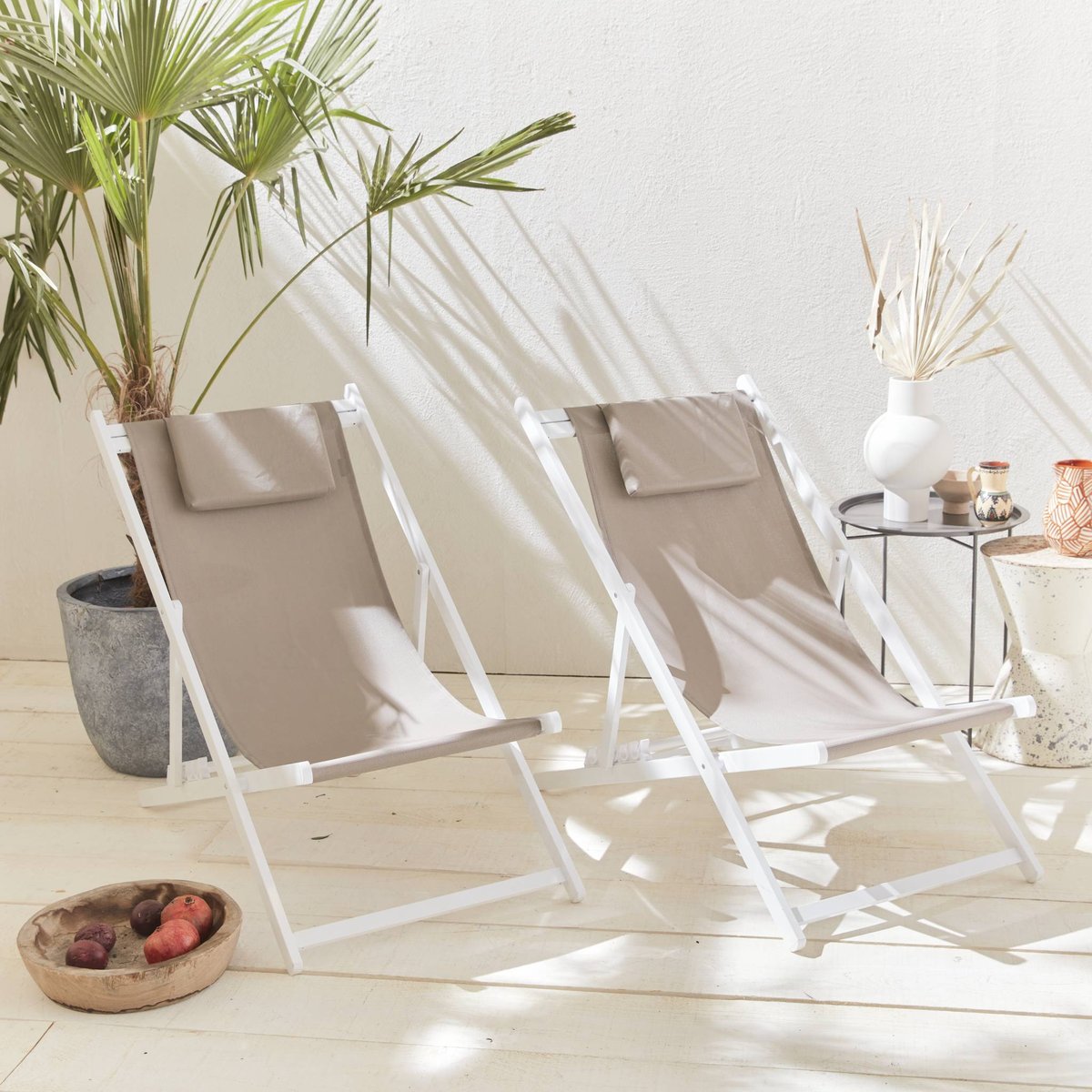 Bain de soleil aluminium multi positions (lot de 2) GAIA taupe, SWEEEK