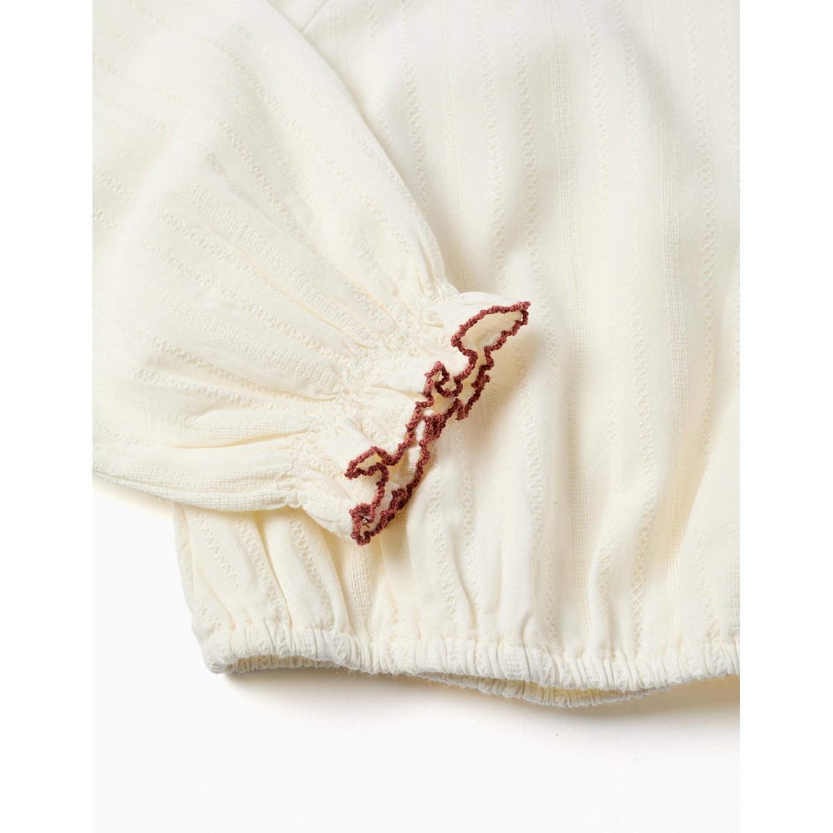 Blouse en coton à manches longues avec col brodé blanc, ZIPPY