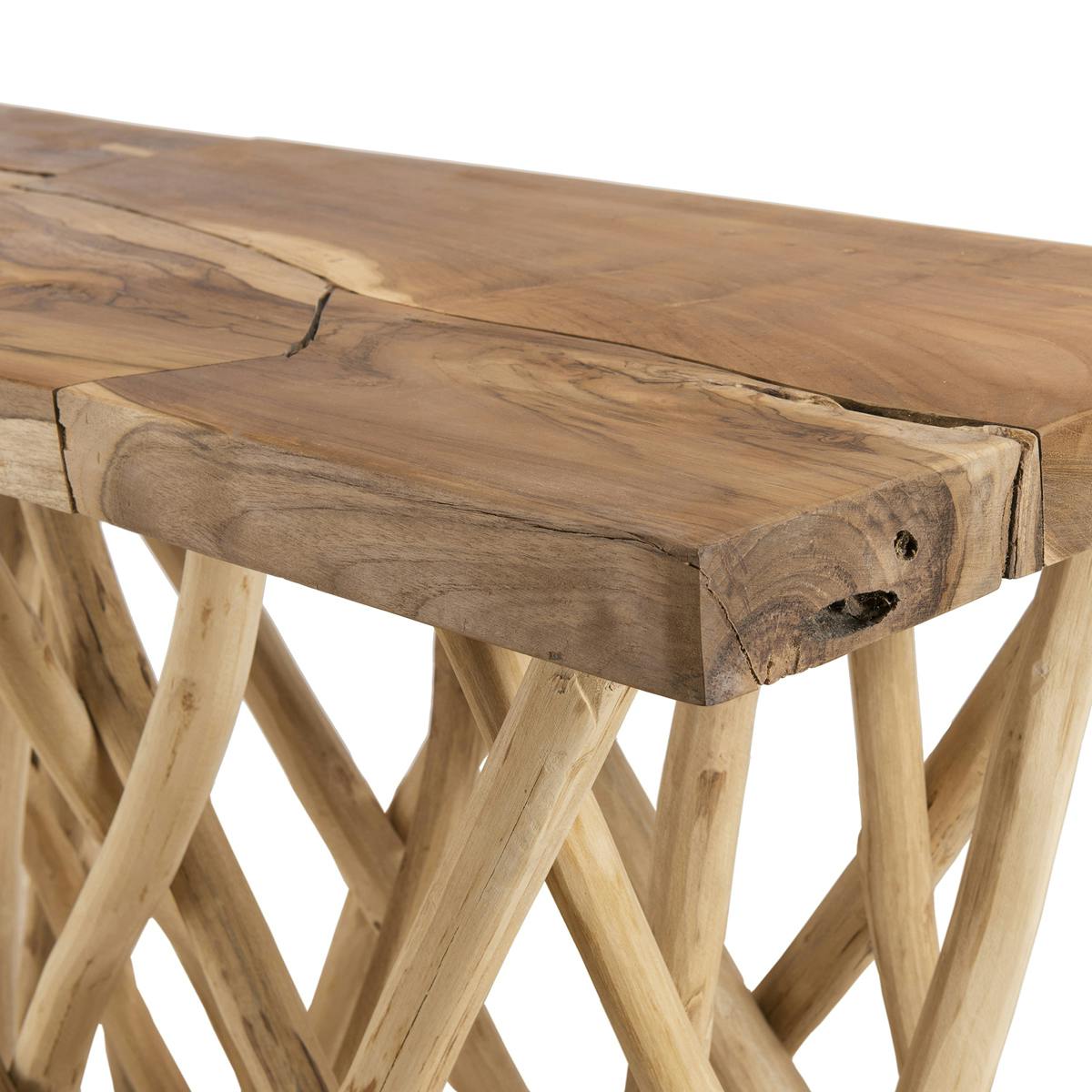 Console en bois de teck et bois flotté style exotique 120cm JAIPUR bois naturel, PIER IMPORT