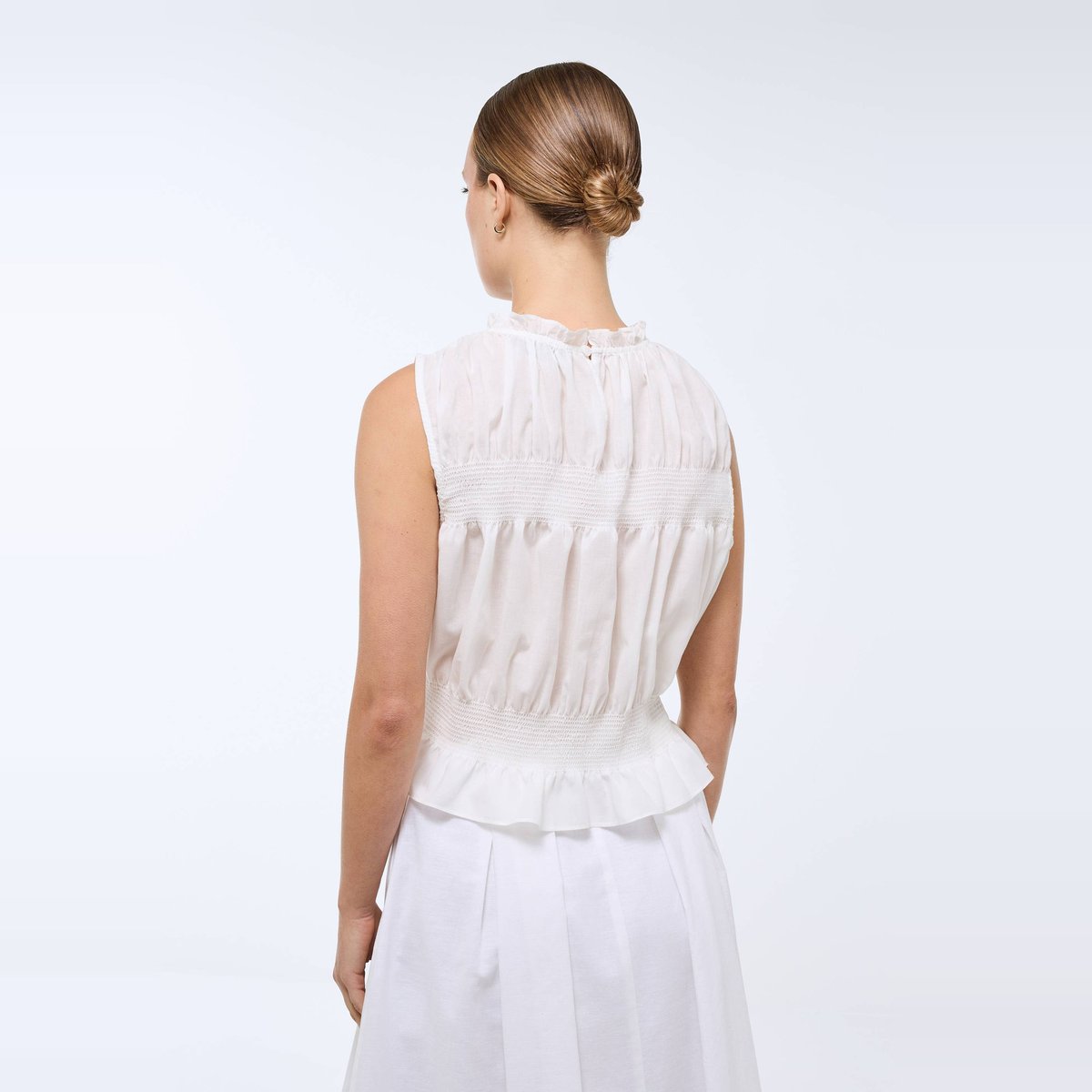 Top sans manches smocké en coton BIO GOTS ecru, MONOPRIX