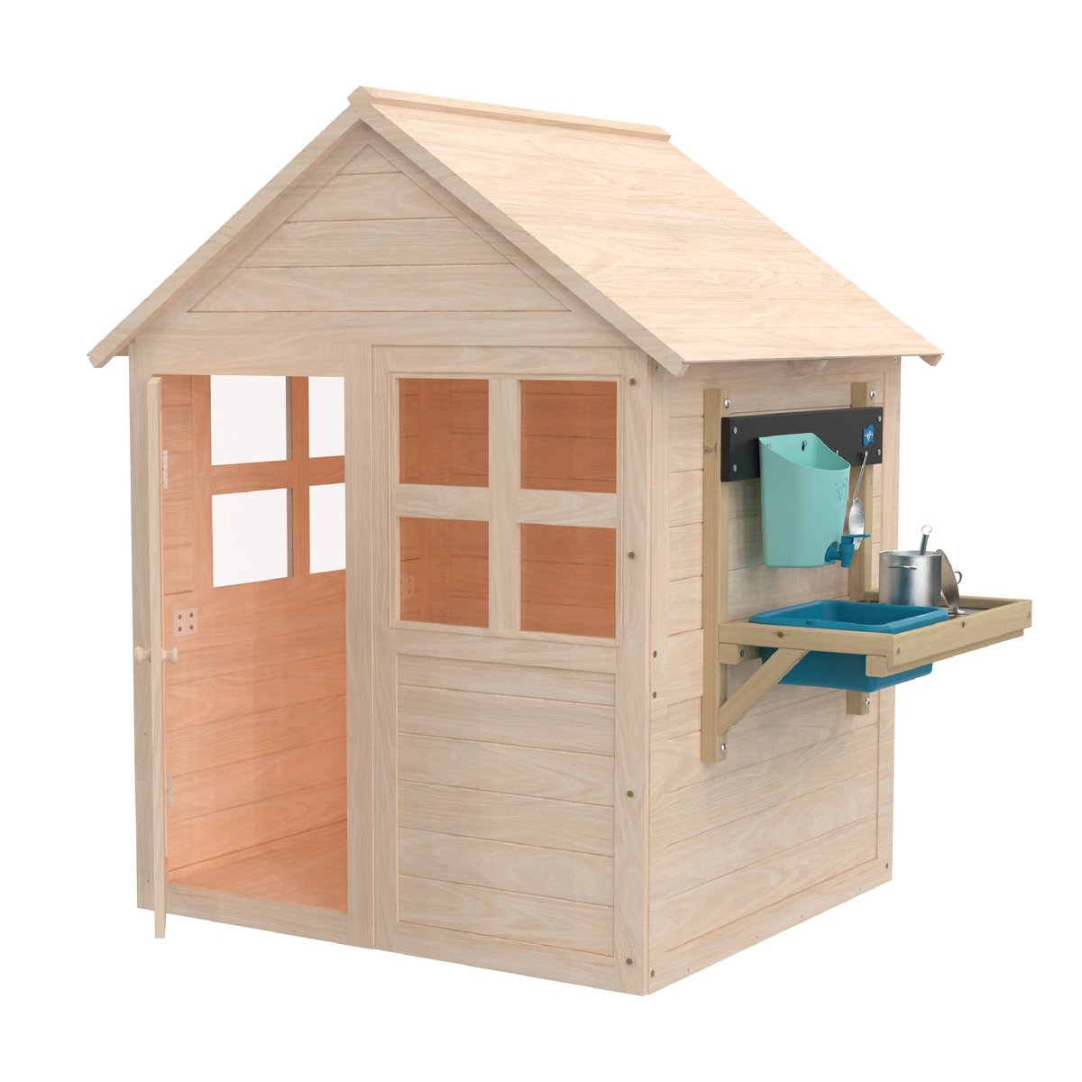 Maisonnette avec plancher et cuisine BOUTON D'OR COTTAGE marron - bleu, TP TOYS