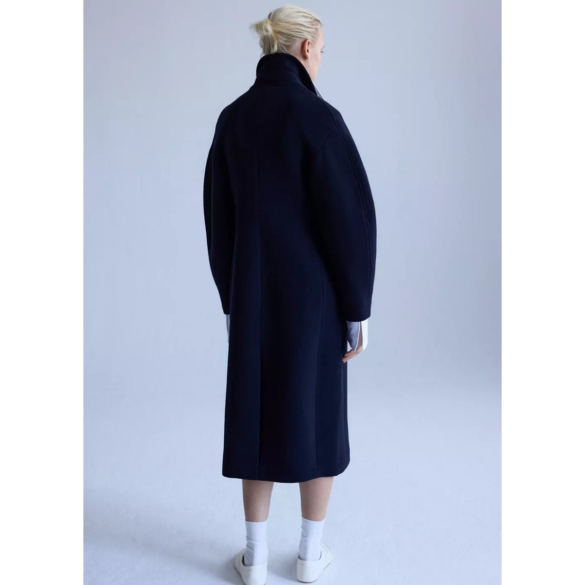 Double-breasted virgin wool coat bleu marine foncé, MANGO