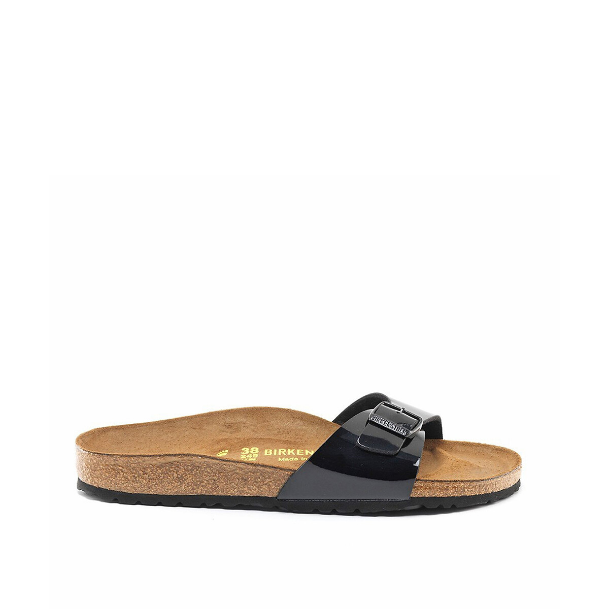 Muiltjes met enkele band MADRID gelakt zwart, BIRKENSTOCK