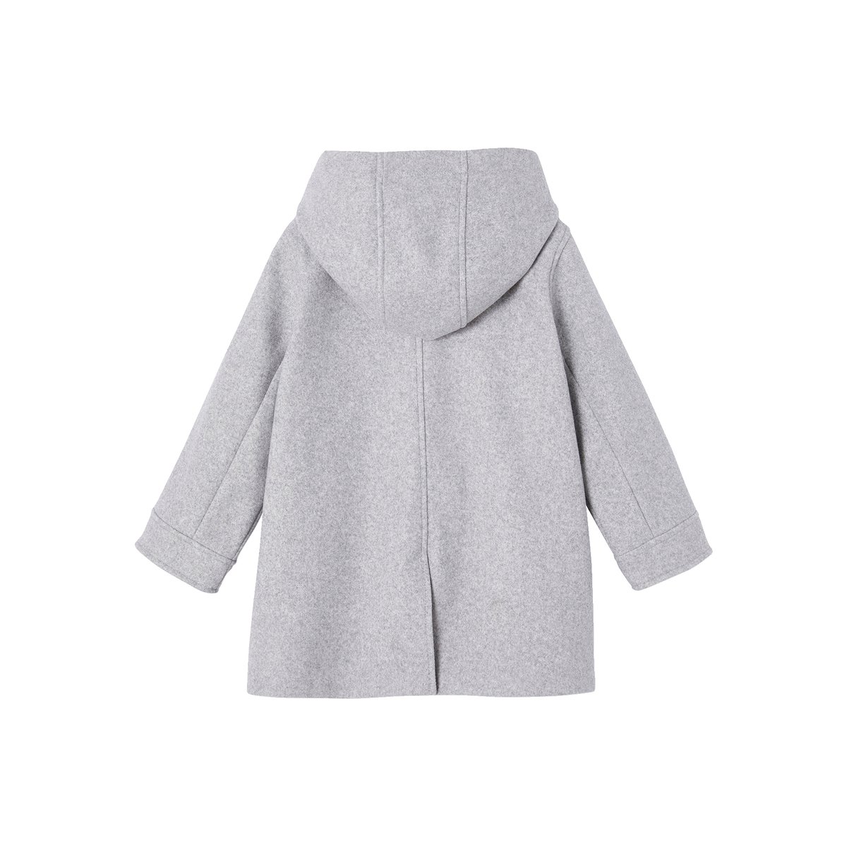 Manteau à capuche en lainage effet flanelle gris chiné, VERTBAUDET